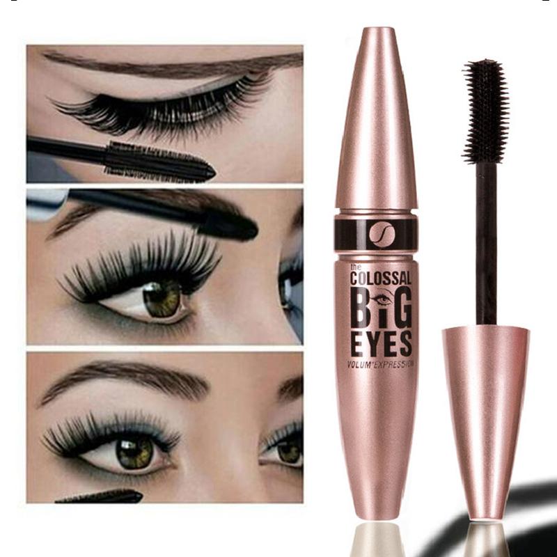 3D Водонепроницаемая тушь для ресниц Жидкое волокно Черные ресницы Керлинг Кисть Длительное расширение для макияжа глаз