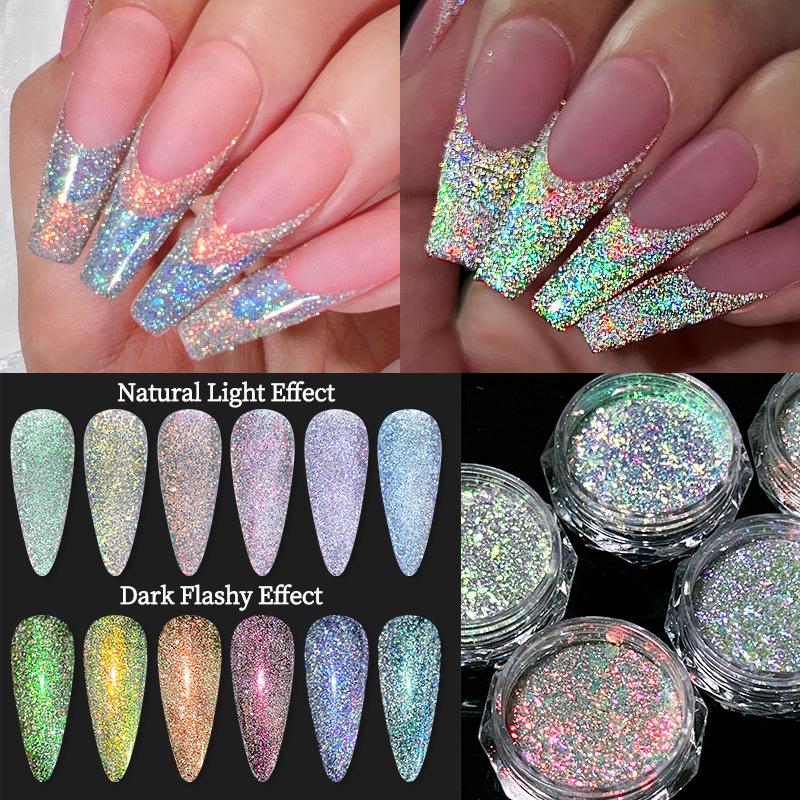 Nicole Diary Polarized Cloud Brocade Crushed Diamond Powder, Super Bright Dream Manicure Opal Powder, Bouncy Fine Glitter Powder