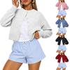 2025 Autumn and Winter Y2K Style Fashion Cardigan Buttoned Long Sleeve Round Neck Solid Color Short Knitted Sweater for Women