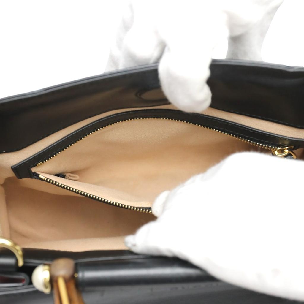 GUCCI leather 2 way bag Handbag leather black Women 459076 Used