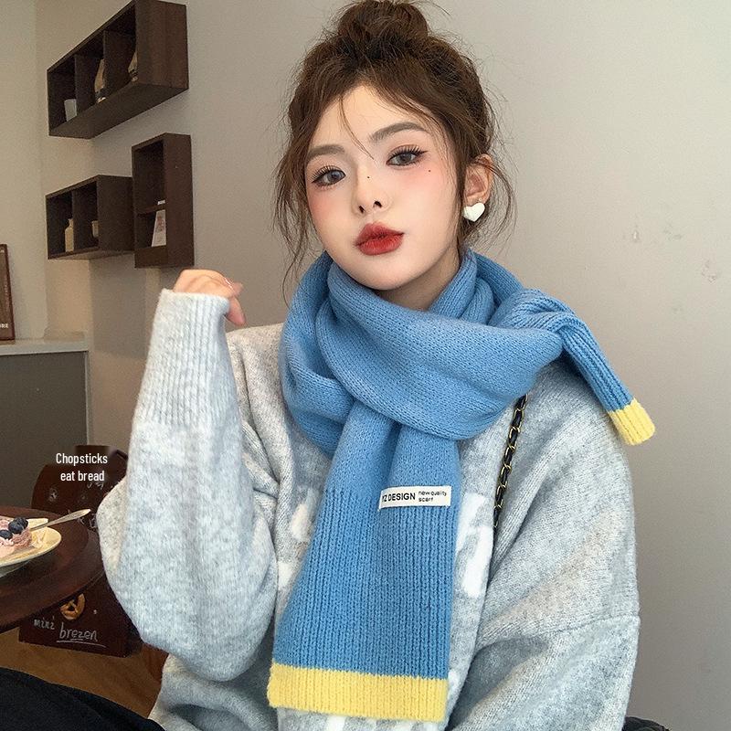 Вязаный шерстяной шарф в японском и корейском стиле для женщин - Теплая зимняя манишка, Идеальный новогодний красный рождественский подарок