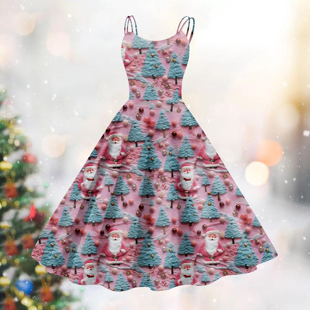 Женское модное сексуальное коктейльное платье без бретелек с рождественским принтом в стиле панк, винтажное платье.