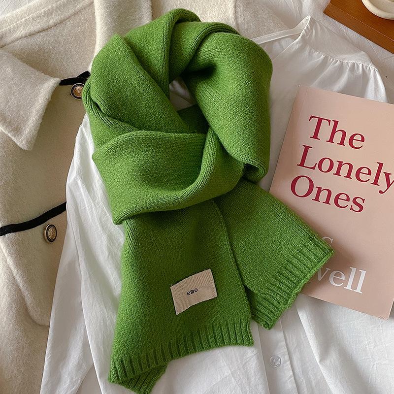 Exquisite Gentle Solid colored Small Scarf Whitening Knitted Woolen Short Scarf Autumn and Winter Warm Couple Style Simple and Elegant