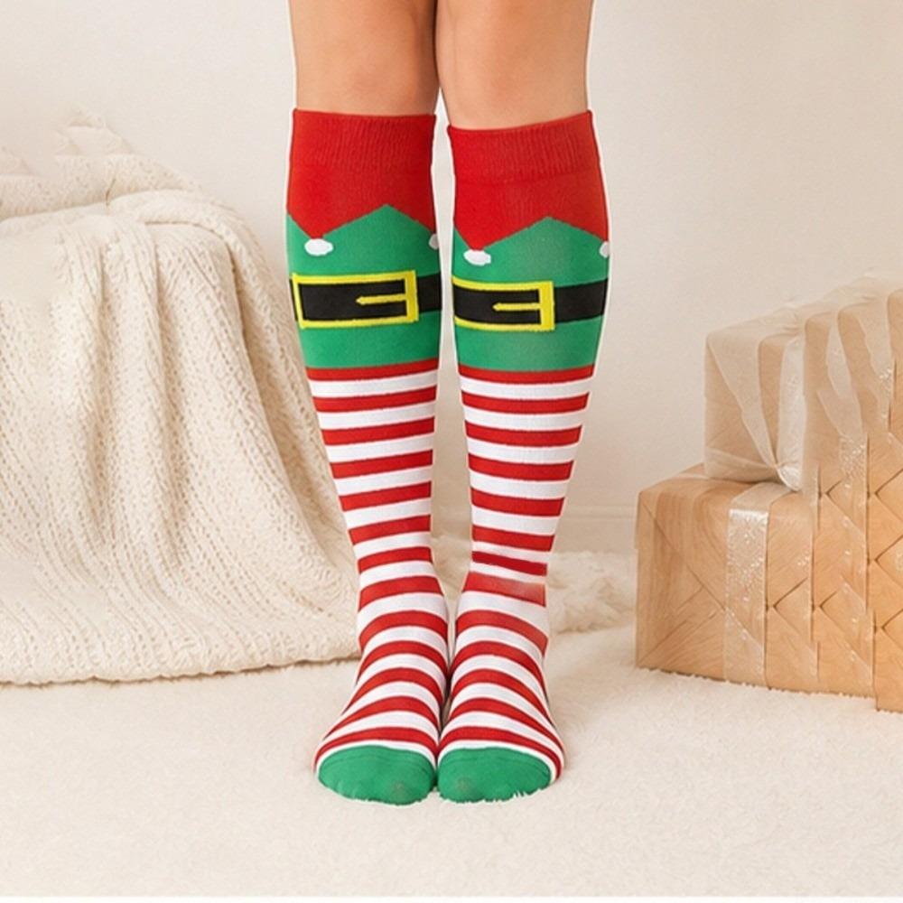 Holiday Striped Knee High Socks Warm Christmas Santa Stockings Harajuku Elf Cosplay Socks Cosplay