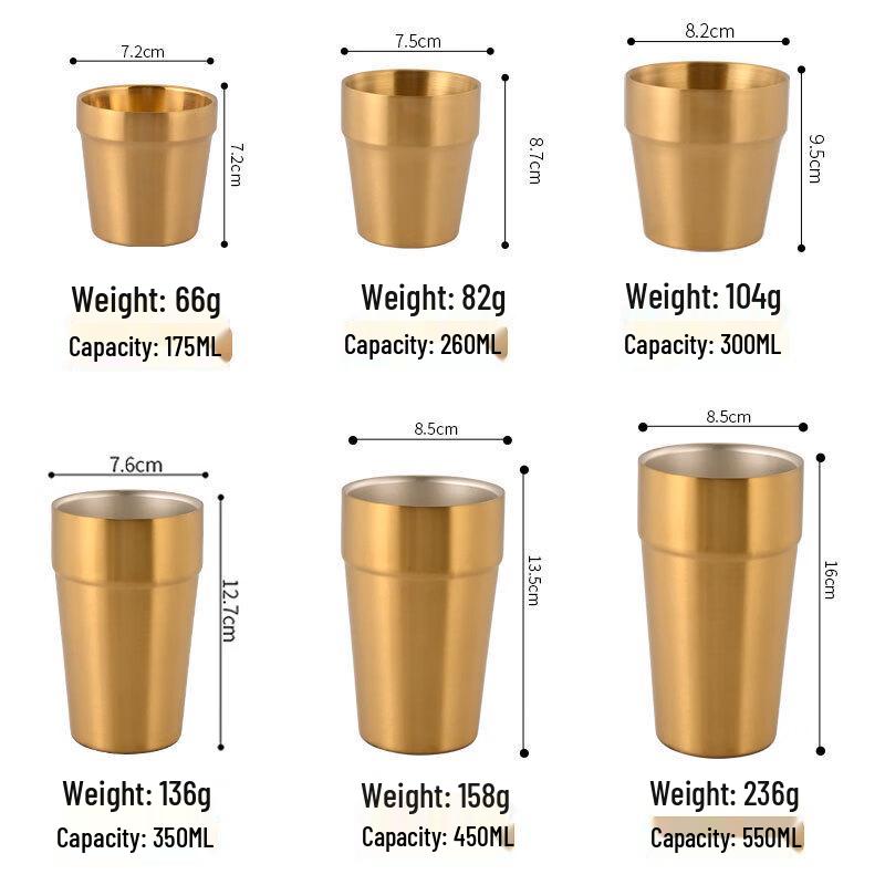 304 Stainless Steel Coffee and Juice Cup Set (3-Pack)