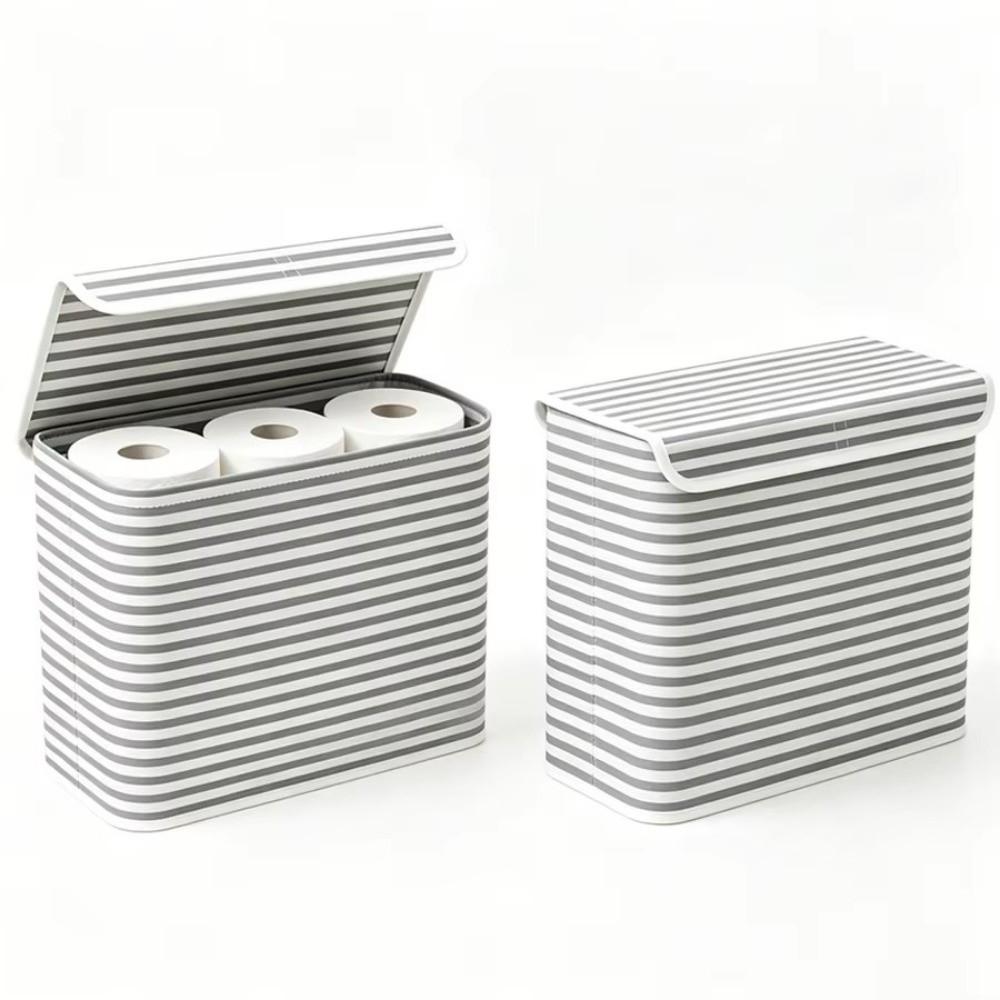 With Lid Toilet Paper Holder Stripe Printed Bathroom Tissue Box Laundry Basket  Bathroom