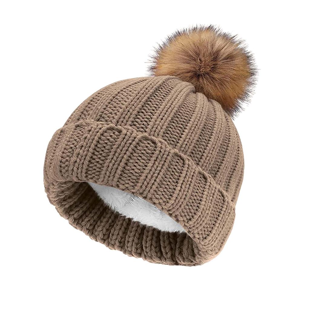 Зимние теплые вязаные шапки Толстая напускная шапка с помпоном для лыжных игр в снежки
