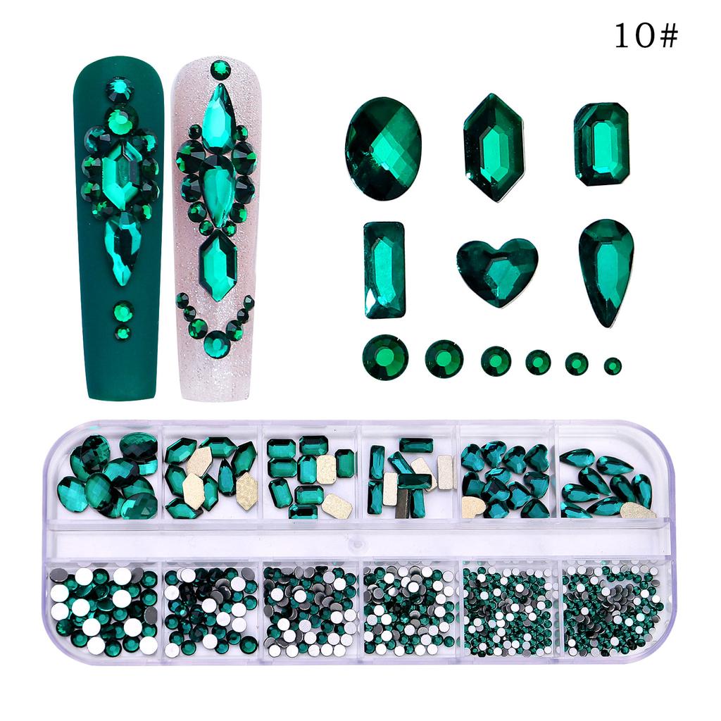 12 Grids/Box Crystal Nail Art Rhinestones Glass SS4-SS16 Shiny Flatback Diamond Gems DIY Nail Supplies Accessoires Ongles
