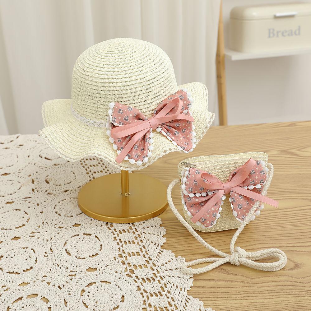 Соломенная шляпа с бантом для девочек, летняя шляпа от солнца, шляпа принцессы, пляжная шляпа от солнца, шляпа рыбака, дышащая шляпа от солнца