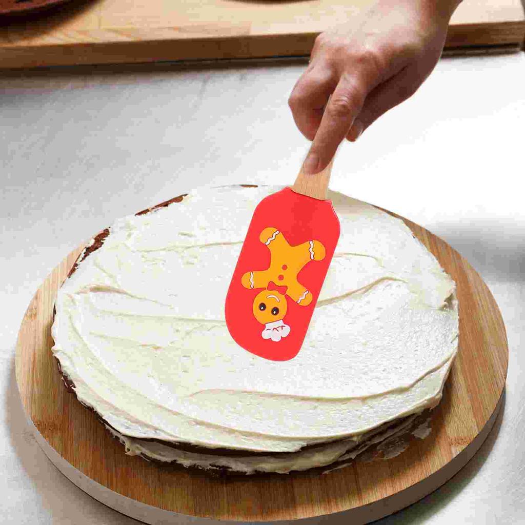 Рождественская силиконовая лопаточка для крема, очаровательный скребок, милый рождественский декор для торта, красная силикагелевая бытовая масляная кисточка