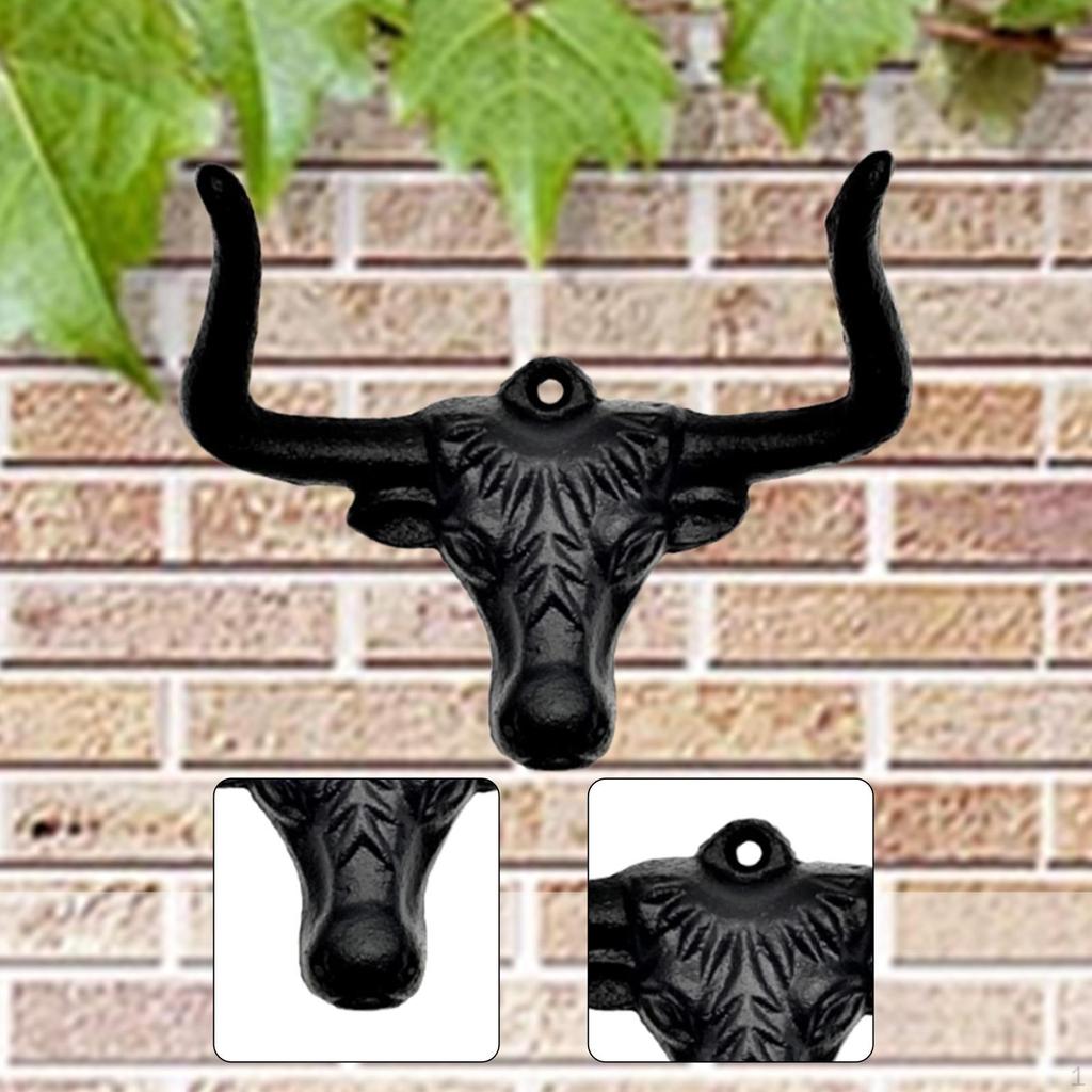 Cowboy Hat Hook Holder Bull Head Sculpture Multipurpose Iron Art Ornament Metal Wall