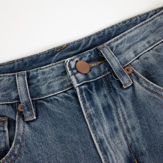 Женская ретро-юбка-миди с высокой талией, джинсовая юбка на пуговицах и молнии с несколькими карманами, дизайн с разрезом спереди, джинсовая юбка из стираной ткани