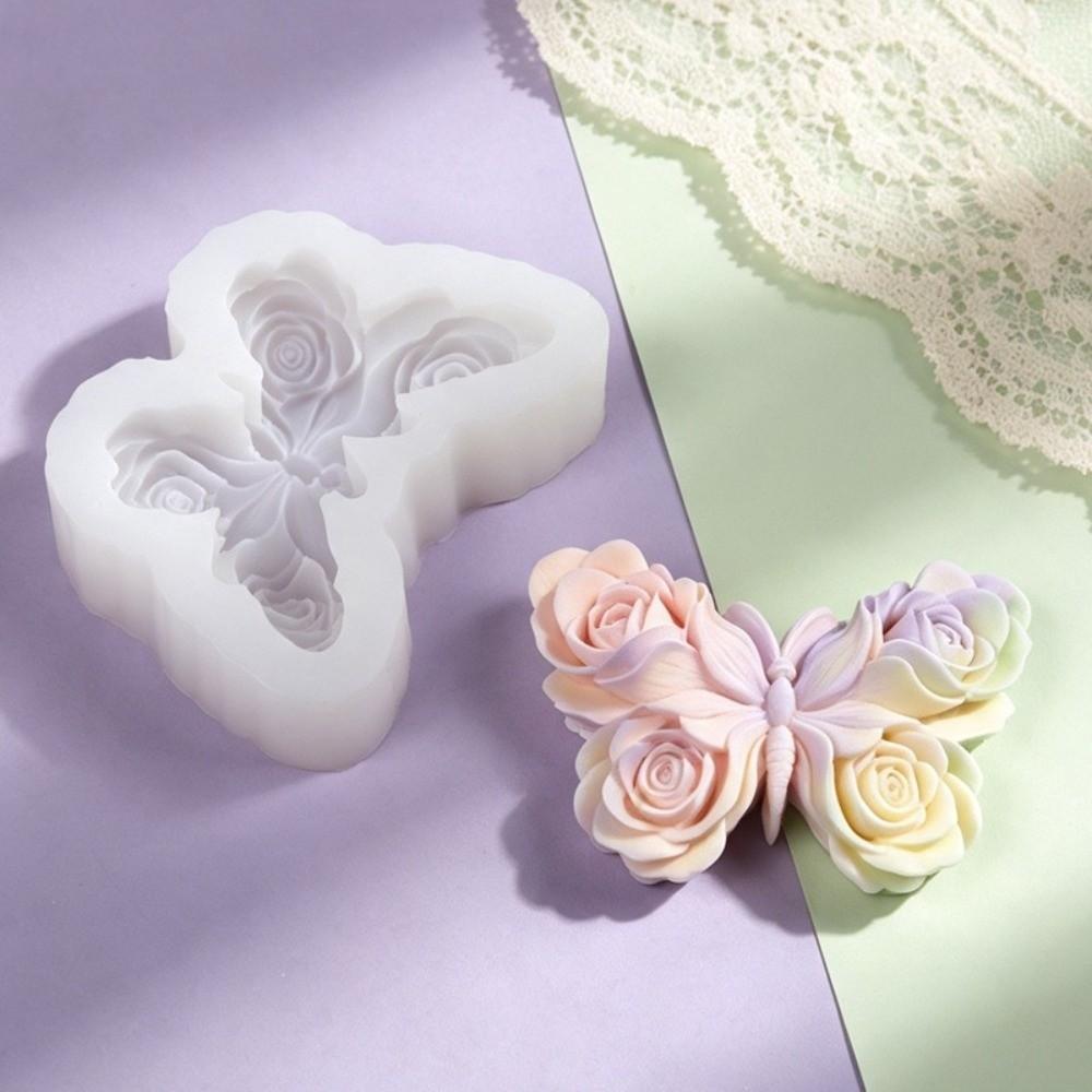1pc Butterfly-Shaped Silicone Candle Mold DIY Rose Butterfly Mold Aroma Candle Plaster