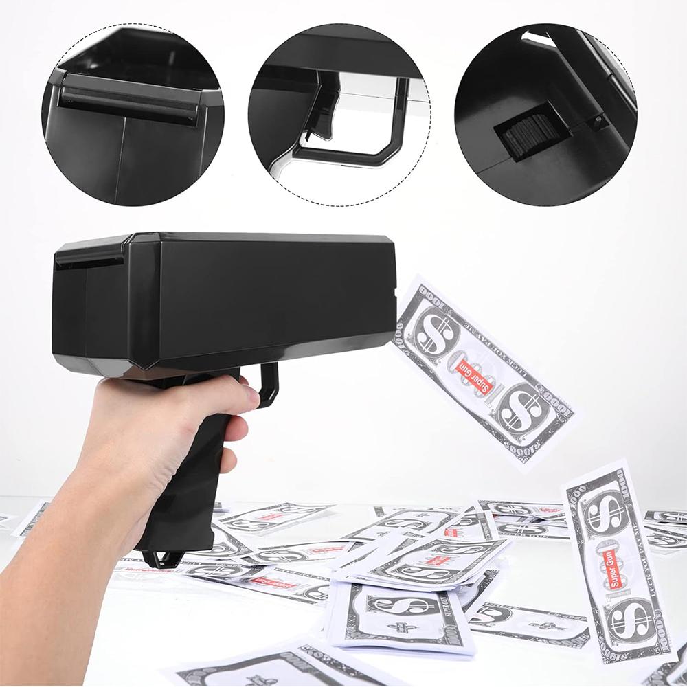 Черный денежный пистолет-шутер с 100 шт. реквизитом для свадьбы, дня рождения, девичника