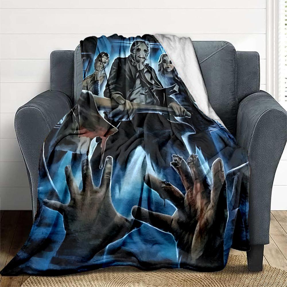 1pc Horror Movie Poster Flannel Blanket [Cozy Throw Blanket] For Sofa, Bed, Travel, Camping, Livingroom, Office, Couch, Chair, And Bed
