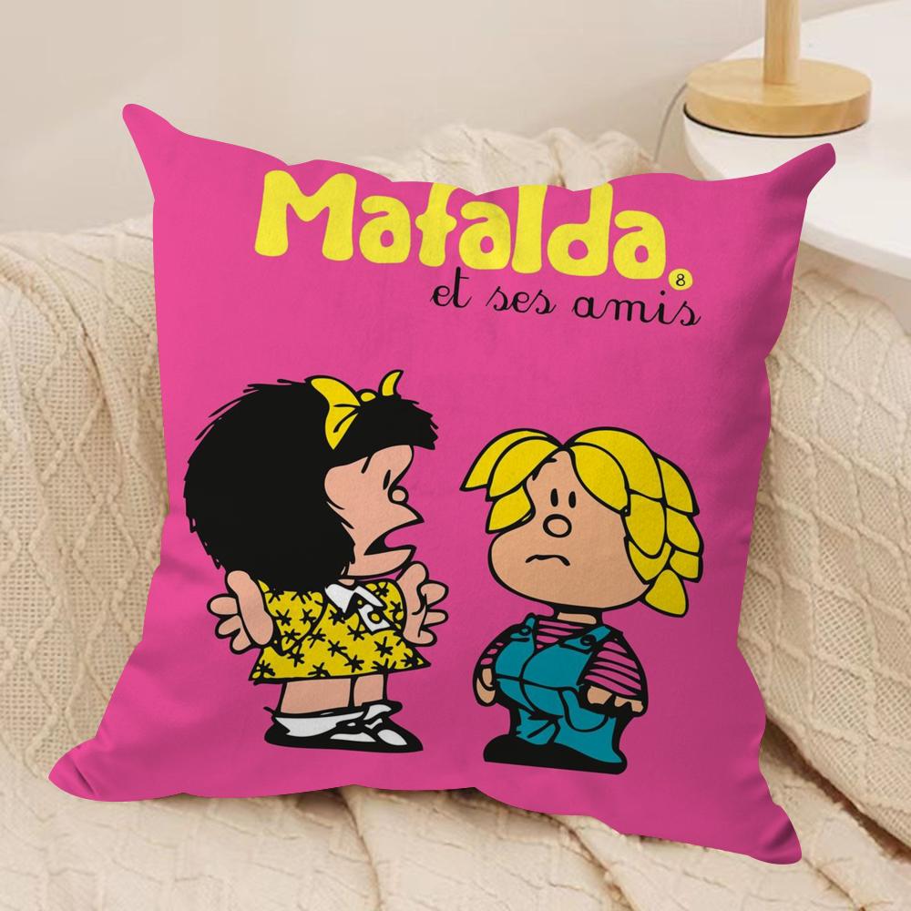 Cartoon MMafalda Cushion Cover Soft Plush DoubleSided Printed Sofa Pillow Cushion Cover  Cozy AllSeason Durable Decor Gift