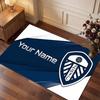 Leeds United Custom Crystal Velvet Rug, Personalized Name Text Print, Football Logo Soft Non‑Slip Floor Mat Home Decor Gift