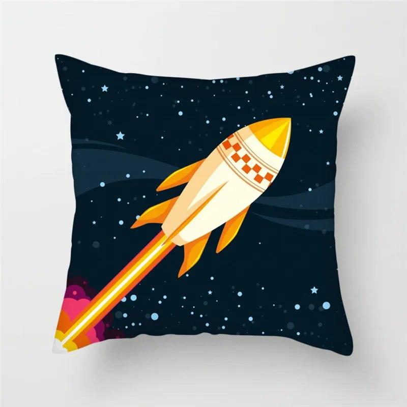 Cartoon Astronaut Rocket Spaceship Sofa Home Bedroom Decoration Pillowcase Kids Room  Space Theme Cushion Cover