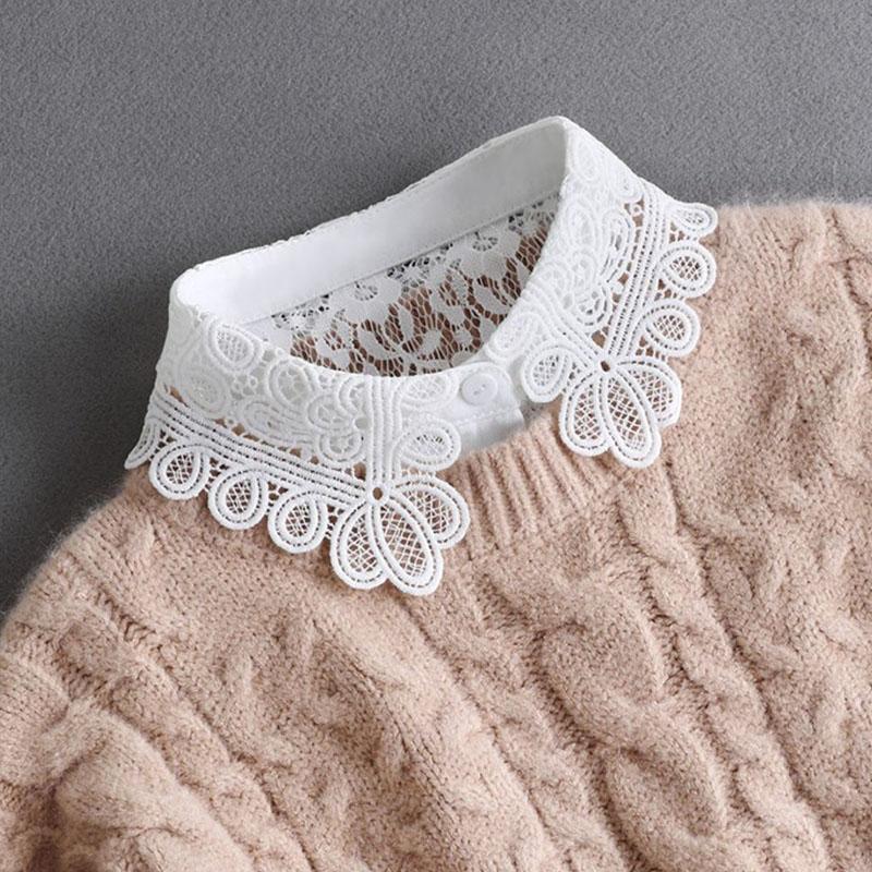 Fashion White Fake Collar Women Detachable Collars Black Woman False Collar Lace Removable Half Shirts Tie Top Collars Decor