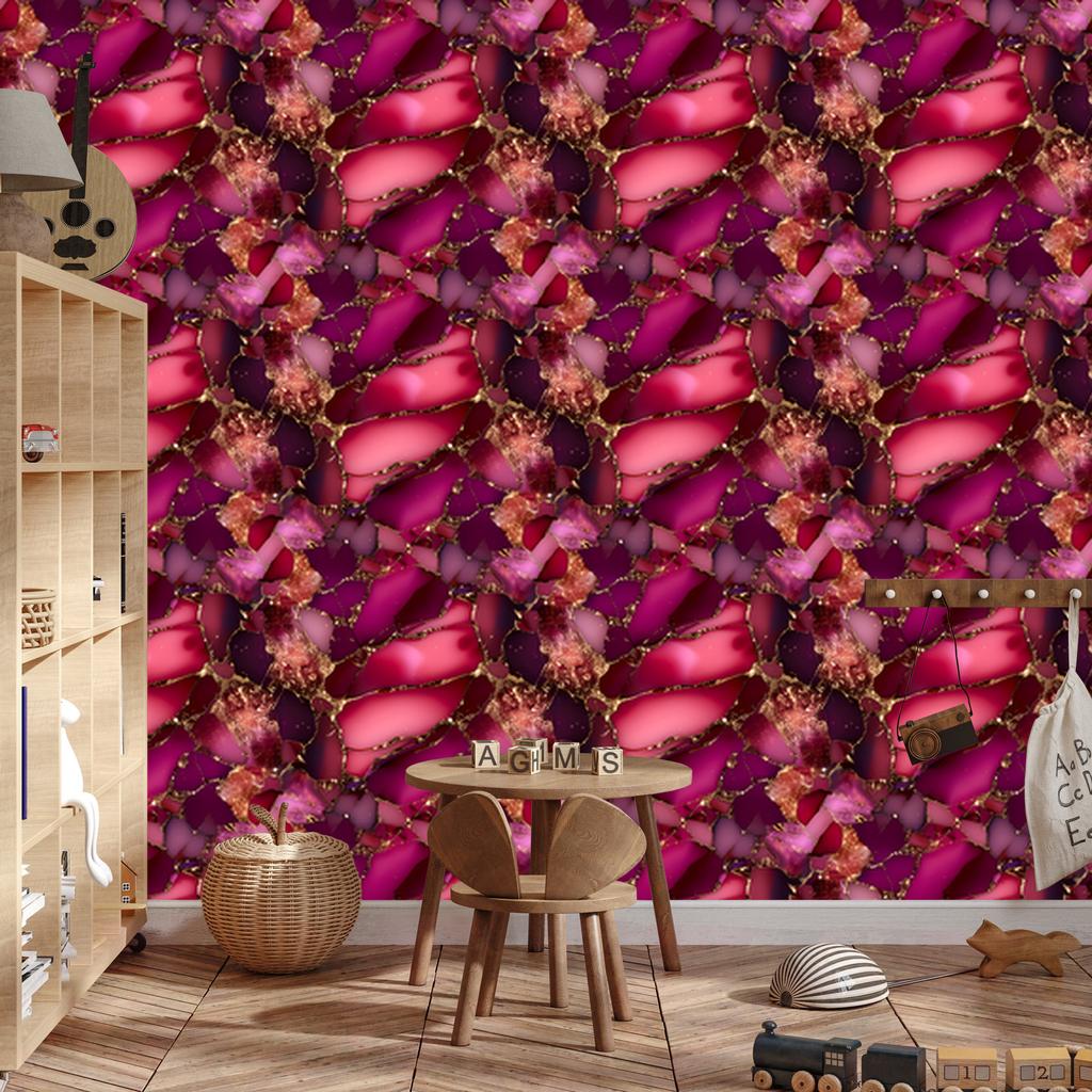 Ink Wallpaper Burgundy, Pink and Red for Living Room and Bedroom 50x1000