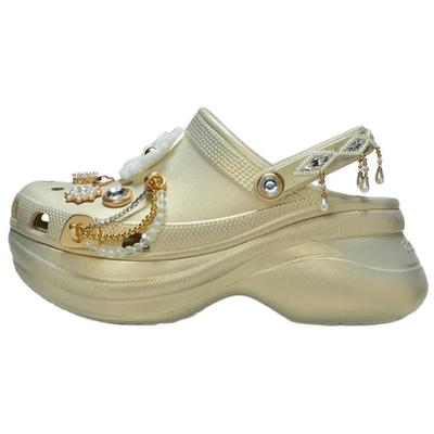 Винтажная модная обувь с дырками женская золотая