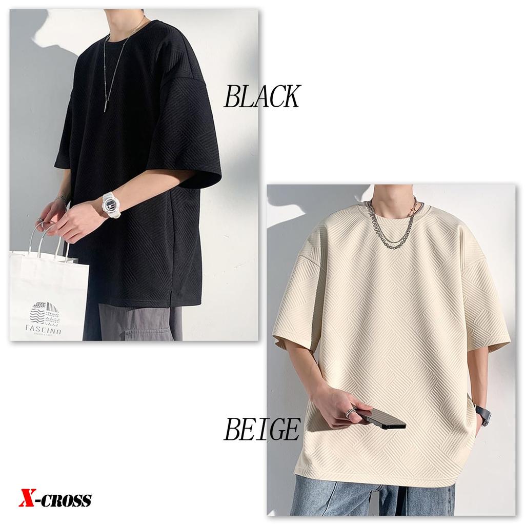 Рукав Однотонный Свободный Круглый Большой Круглый Корейский Уличный Короткий Простой Серый Икс-образный Мужская Футболка 3/4, Цвет, Посадка, Непрозрачный, Стильный, Оверсайз, Горловина, Силуэт,