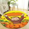 1pc Curious George (2) Design Printed Area Round Carpet for Bedroom Living Room Home Decor Rugs Mat Non Slip Mat Rug for Bedside