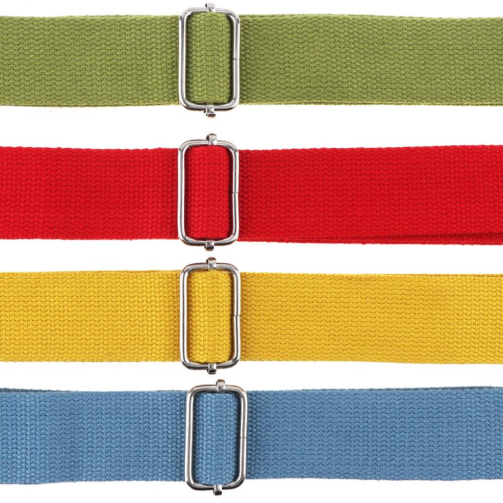 Adjustable Pure Cotton Colorful Ukulele GuitarStrap with Leather Head 4 Colors Optional