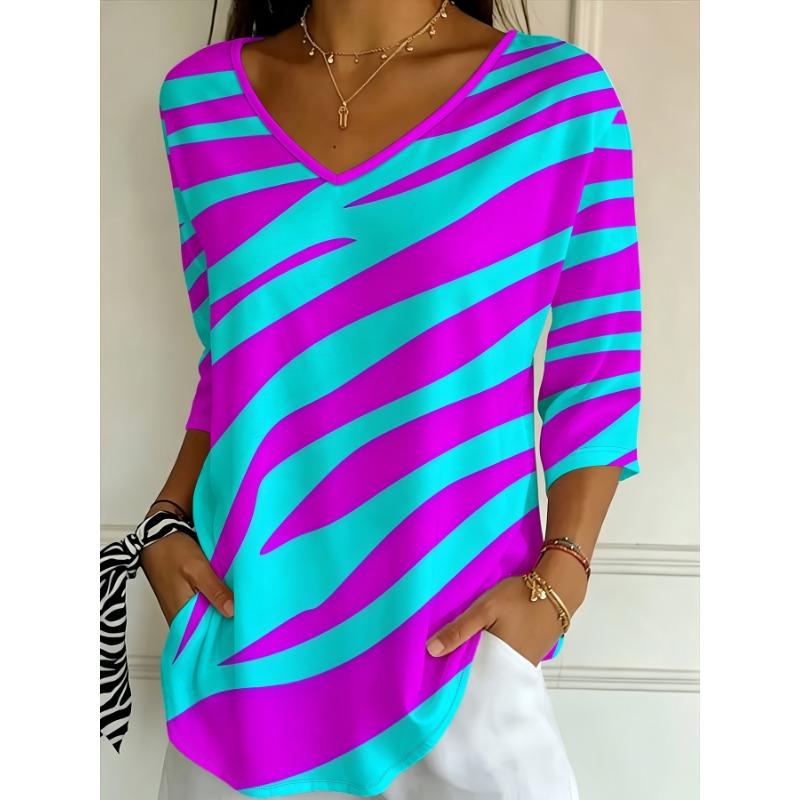 Soft Mid‑Sleeve V‑Neck T‑Shirt