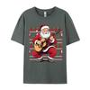 Santa Playing Guitar Funny Christmas Classic Guitar Santa T-Shirts Autumn 100% Cotton Top T-Shirts Student Tee Shirts