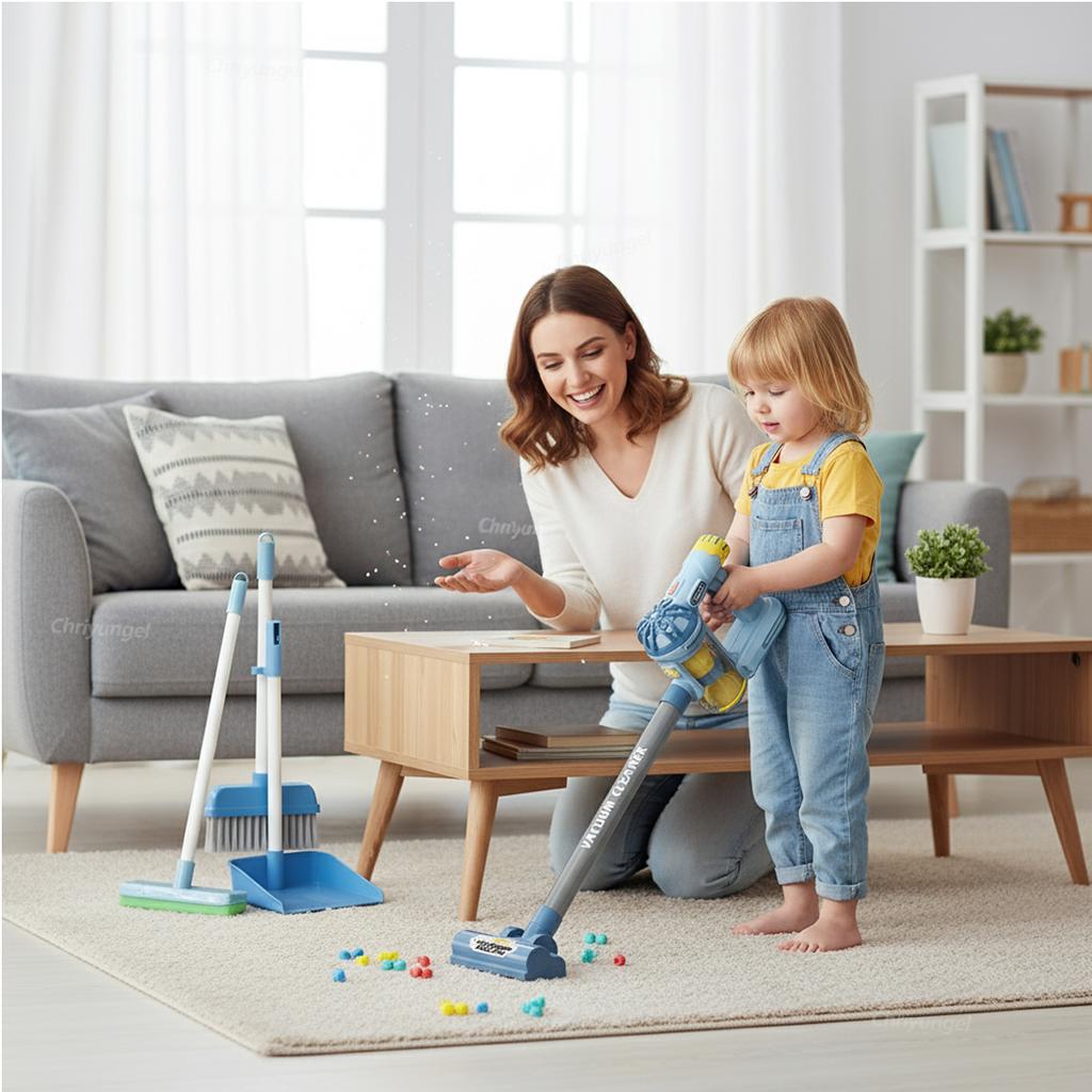 Детский игрушечный пылесос Реалистичные игрушки для уборки для ролевых игр Обучающие подарки для обучения ведению домашнего хозяйства для малышей, мальчиков и девочек