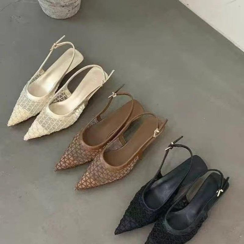 Роскошные сетчатые женские босоножки на каблуке, дизайнерские туфли на среднем каблуке, женские шлепанцы, летний новый стиль, популярные элегантные сандалии для ходьбы