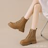 Ins Trendy Martin Boots Women's 2024 Autumn New British Platform-soled Student Short Boots Versatile Locomotive Rhubarb Boots Women's Shoes