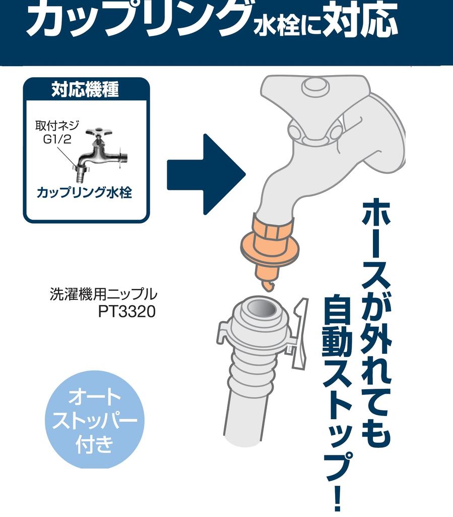 Ниппель для стиральной машины SANEI с функцией автоматической остановки для смесителей, съемный PT3320, серебристый, G1/2, однокнопочный