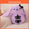 Black Purple Skull Rabbit Plush Toy Stuffed Animal Doll Bedroom Gift Decoration