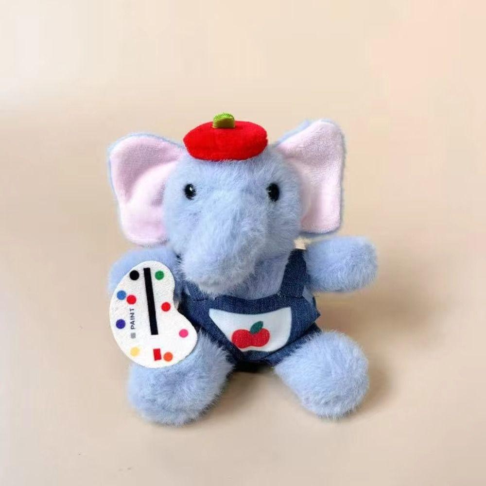 Painter Apron Style Elephant Plush Toy Anti-lost Elephant Plush KeyChain Bag Pendant