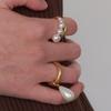 MONDAY EDITION Teardrop Pearl Bold Ring - Gold
