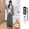 Plaid Straight Vertical Casual Pants Women's Autumn New Fat Mm Large Size Thin Pear-shaped Loose Wide-leg Pants
