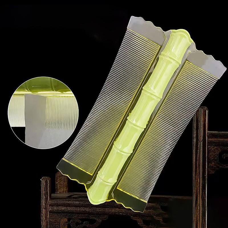 1 шт. бамбуковый гребень от вшей двухсторонний супер густые зубцы удаляет перхоть очищает кожу головы массажный гребень удаление блох инструменты для волос