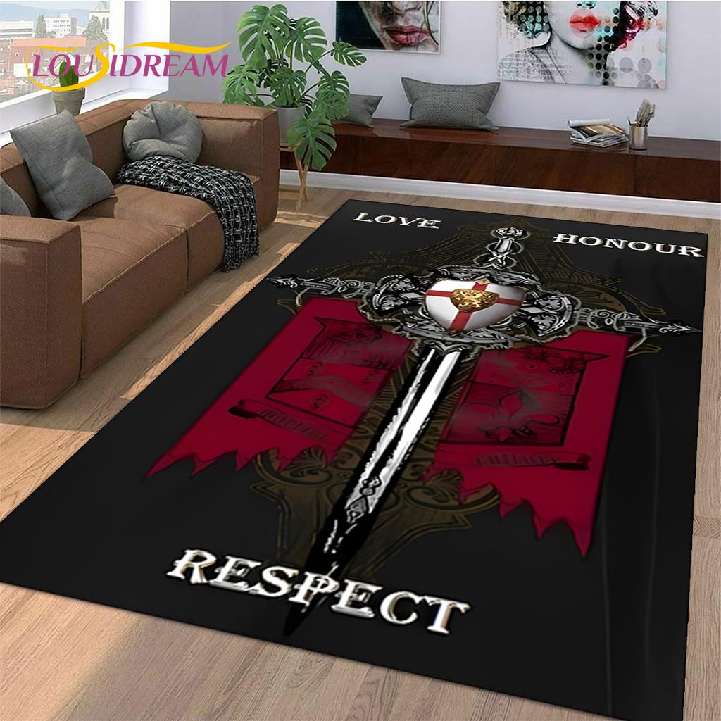Knight Templar Cavalier Crusaders Cartoon Rug Carpet for Living Room Bedroom Decor,Non-slip Decoration for Sofa Doormat Gift Kid
