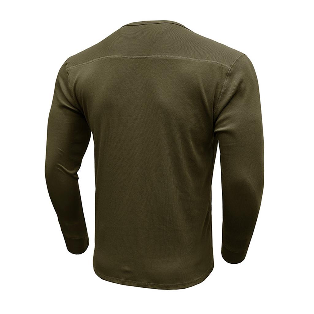 Men's Spring And Autumn Solid Color T-shirt Lapel 3 Button Open Placket Button Long Sleeved Top