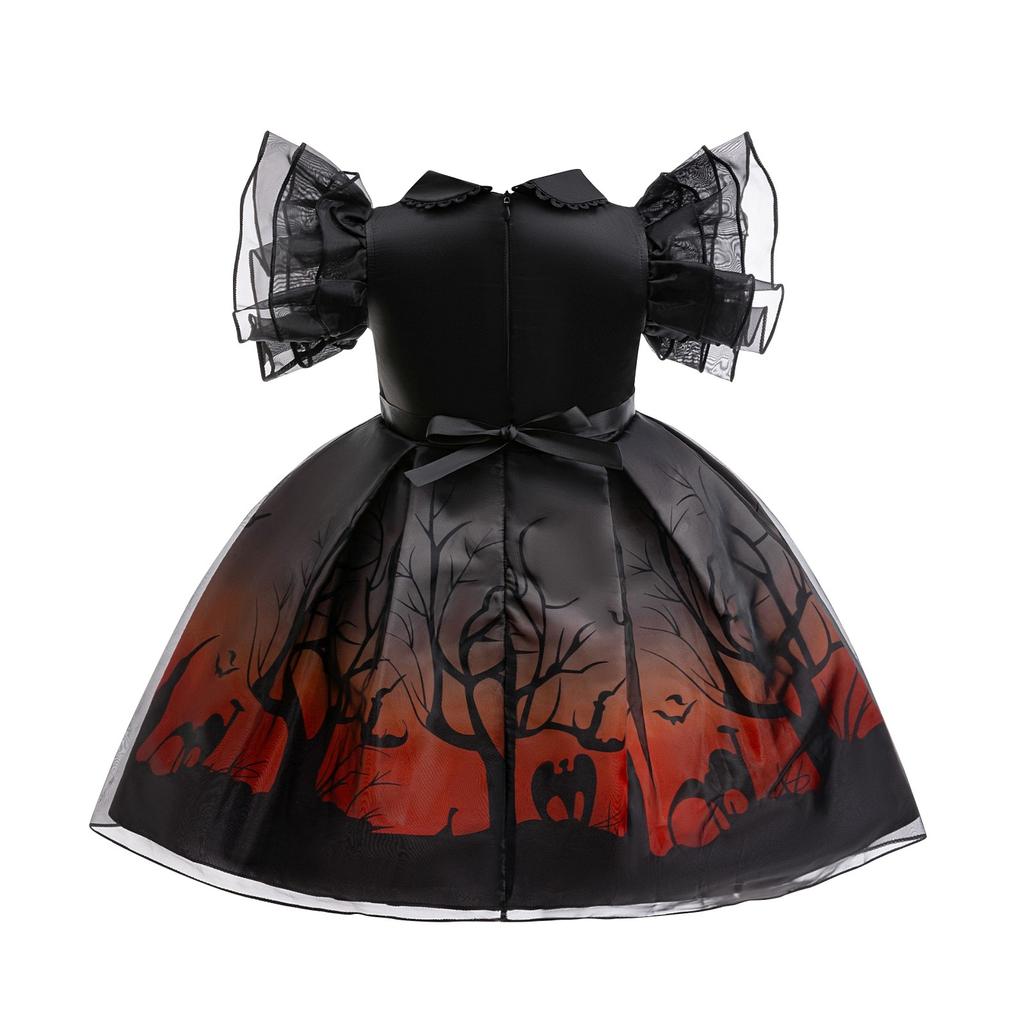 Halloween Girls Dress Printed Dress Witch Role Play Cosplay Costume Masquerade Costume
