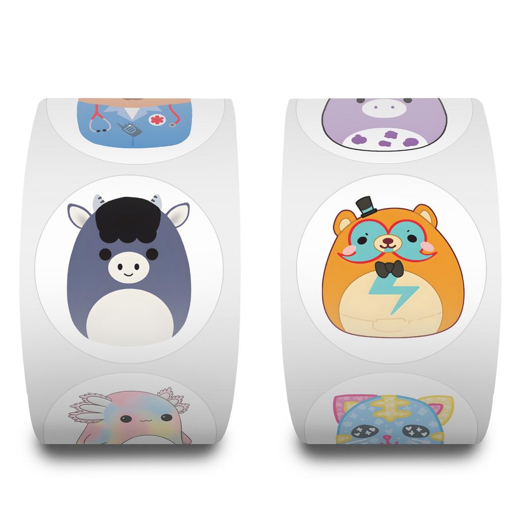 500 наклеек/рулон Мультяшные круглые наклейки с животными в рулоне Наклейки для награждения в детском саду Цветные наклейки Креативная лента для ручной палатки