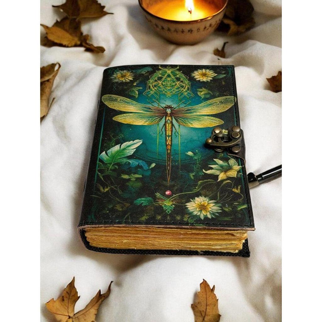 Мистическая Стрекоза Кожаный Журнал – Винтажный Рукописный Бумажный Дневник, Блокнот с Искусством Природы, Подарок для Писателей и Художников”