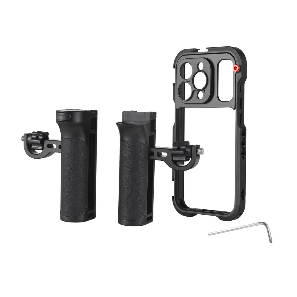 Portable Phone Cage with Dual Handles Mobile Phone Video Rig Handheld Smartphone Stabilizer Several Cold Shoe Mounts
