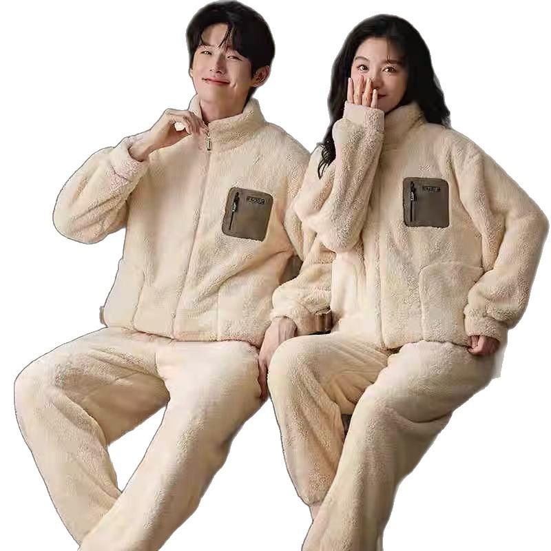 New Style, Warm Coral Velvet, Couple Set, Sleepwear, Winter, Large Size, Thick Velvet Set, Home Clothing