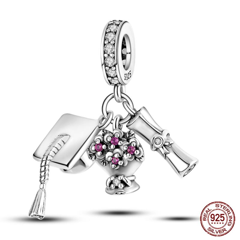 Copper Graduation Season Series Colored Owl Bachelor'S Hat Charms Beads Fit Qikaola Original Bracelets Diy Jewelry