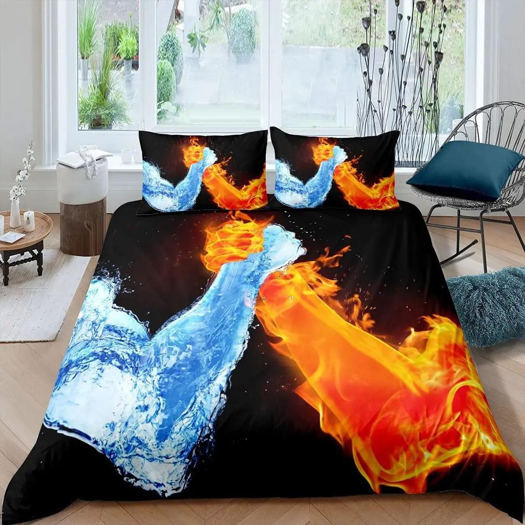 Ice And Fire Collision Theme Duvet Set Bedding Three-Piece Set