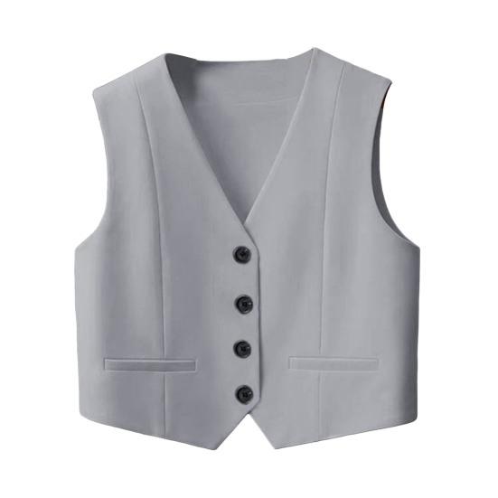 Женский жилет, жилет, винтажный, без рукавов, нарядный костюм, повседневный, на пуговицах, с V-образным вырезом, смокинг, жилет для повседневной носки, офиса, свиданий, улицы
