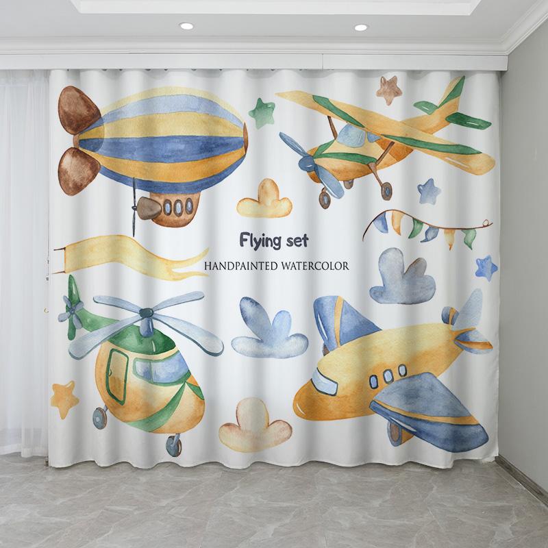 Мультяшные автомобильные самолеты, грузовики, девушки, дети, занавески на окна для детской спальни, гостиной, ванной комнаты, кухни, двери для дома, декор